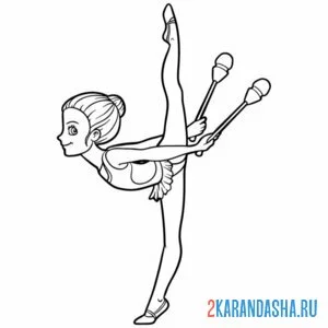 Раскраска художественная гимнастика булавы