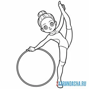 Раскраска художественная гимнастика обруч
