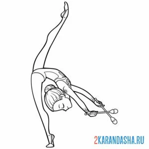 Раскраска выступление художественная гимнастика