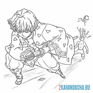 Раскраска клинок, рассекающий демонов