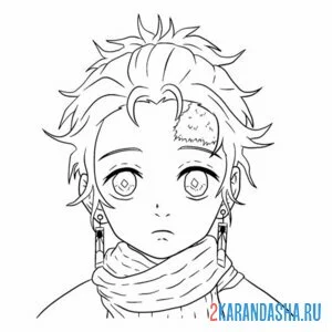 Раскраска tanjiro with man bun