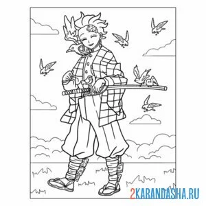 Раскраска клинок рассекающий демонов охота