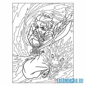 Раскраска арт клинок рассекающий демонов