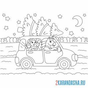 Раскраска елка единорог 2025 год