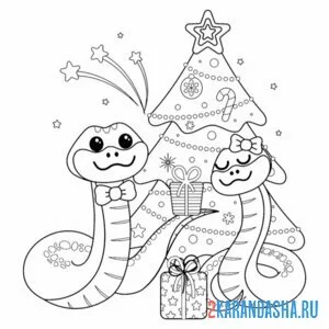 Раскраска две змеи 2025 год
