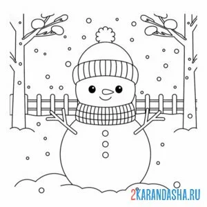 Раскраска снеговик снег 2025 год