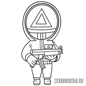 Раскраска игра в кальмара 2 охранник