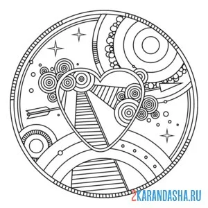 Раскраска сердечко антистресс 14 февраля