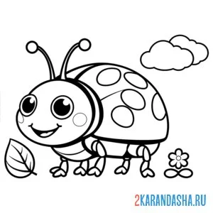 Раскраска божья коровка и облачко