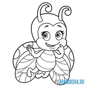 Раскраска божья коровка милашка