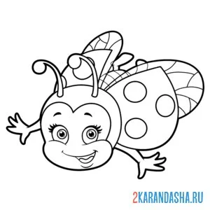 Раскраска божья коровка в полете