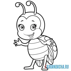 Раскраска божья коровка мультяшная