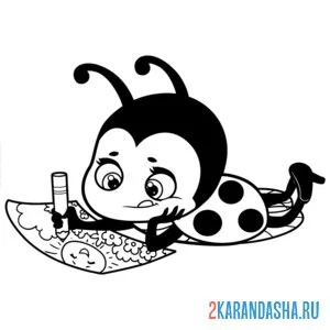 Раскраска божья коровка рисует