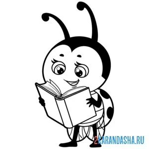 Раскраска божья коровка читает