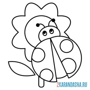 Раскраска цветочек и маленькая божья коровка