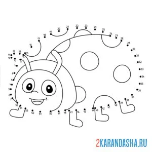Раскраска божья коровка обведи по номерам