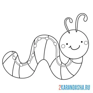 Раскраска гусеница с усиками