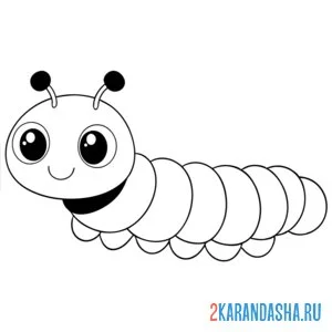 Раскраска гусеница ползет