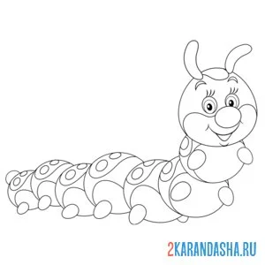Раскраска небольшая гусеница