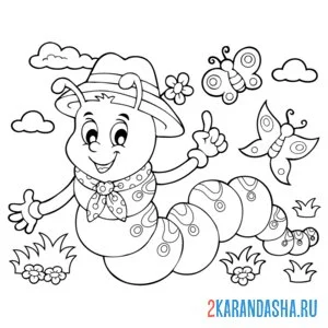 Раскраска гусеница садовник
