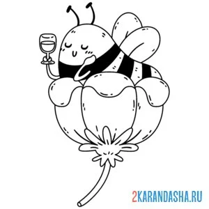 Раскраска пчелка насекомое в цветке