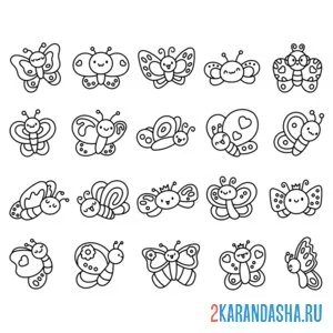 Раскраска насекомые бабочки наклейки