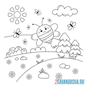 Раскраска насекомые жужу пчелка
