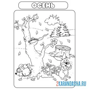 Раскраска осень теплая времена года