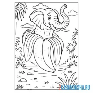 Раскраска elephantuchi-bananuchi