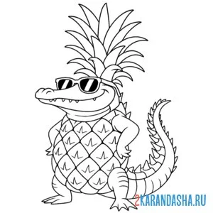 Раскраска крокодило-ананисино