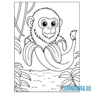Раскраска макакини-бананини