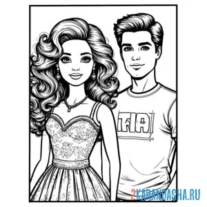 Раскраска кукла бабри и кукла кен