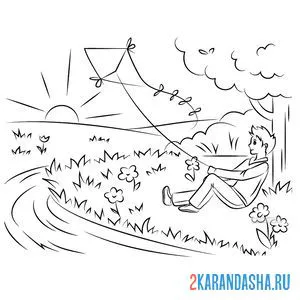 Раскраска весенняя рыбалка