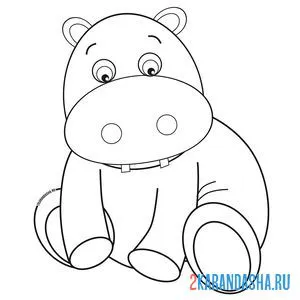 Раскраска задумчивый бегемотик