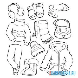 Раскраска теплая зимняя одежда