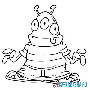 Раскраска смешной инопланетянин