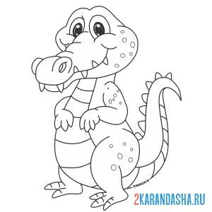 Раскраска зеленый крокодил