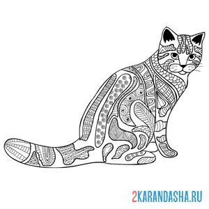 Раскраска животное кот антистресс