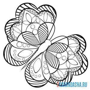 Раскраска милая бабочка антистресс