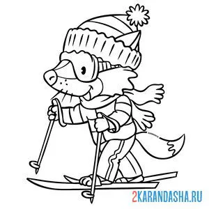 Раскраска лыжник - зимний вид спорта