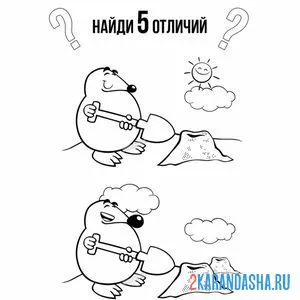 Раскраска 5 отличий малышам