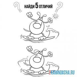Раскраска 5 отличий песик