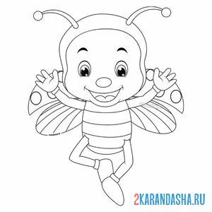 Раскраска мальчик с усиками божья коровка