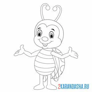 Раскраска распустила крылья божья коровка