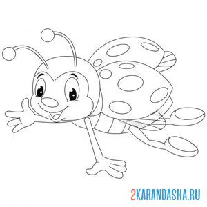 Раскраска летающее насекомое божья коровка