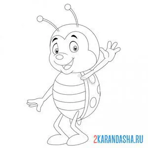 Раскраска машет божья коровка