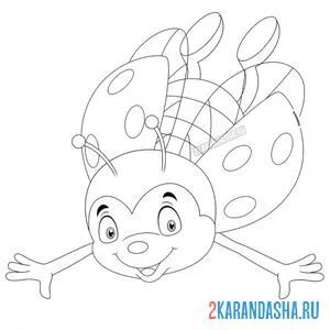 Раскраска божья коровка летит вниз