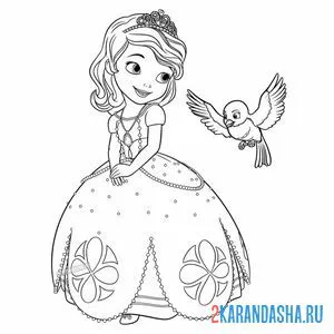 Раскраска смотрит на птичку мию