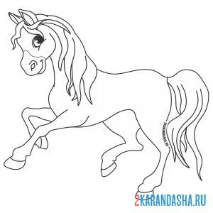 Раскраска грациозная лощадь