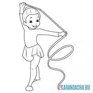 Раскраска девочка занимается художественной гимнастикой